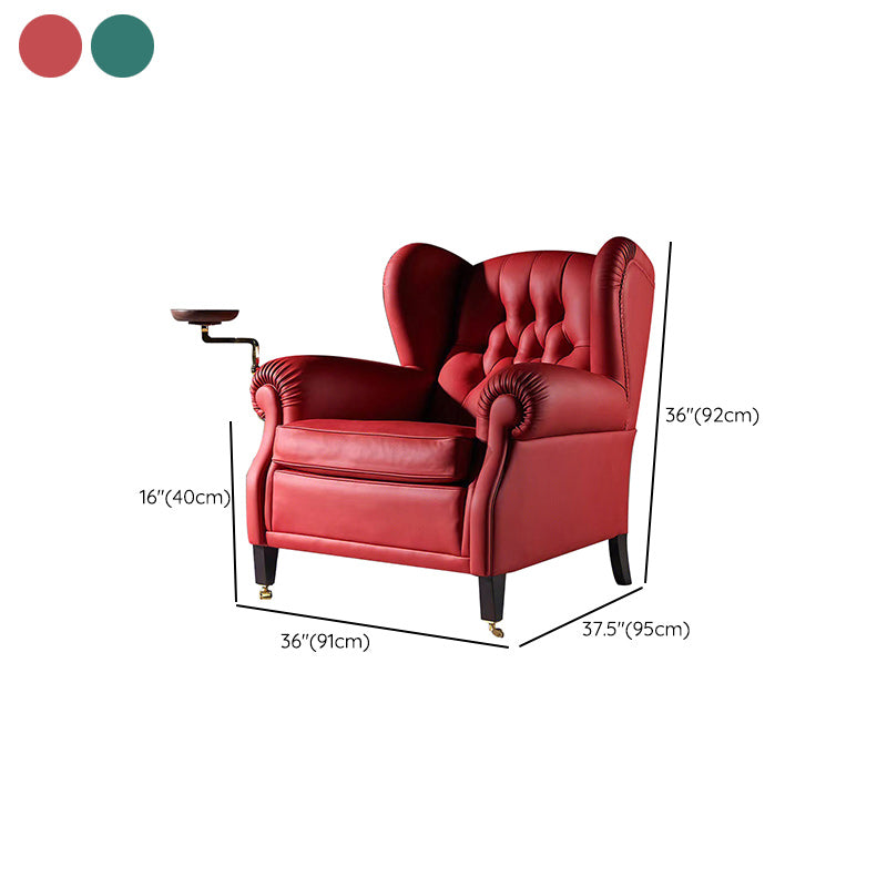 Glam Tufted Back Arm Chair Solid Color Rolled Arms Armchair for Living Room