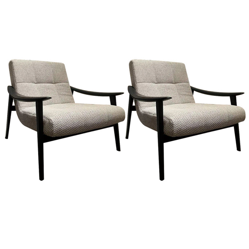 Solid Color Wooden Lounge Chair Genuine Leather Bedroom Side Chair