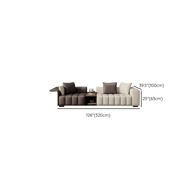Contemporary Sofa Faux Leather Tufted Off-White Convertible Sofa for Living Room