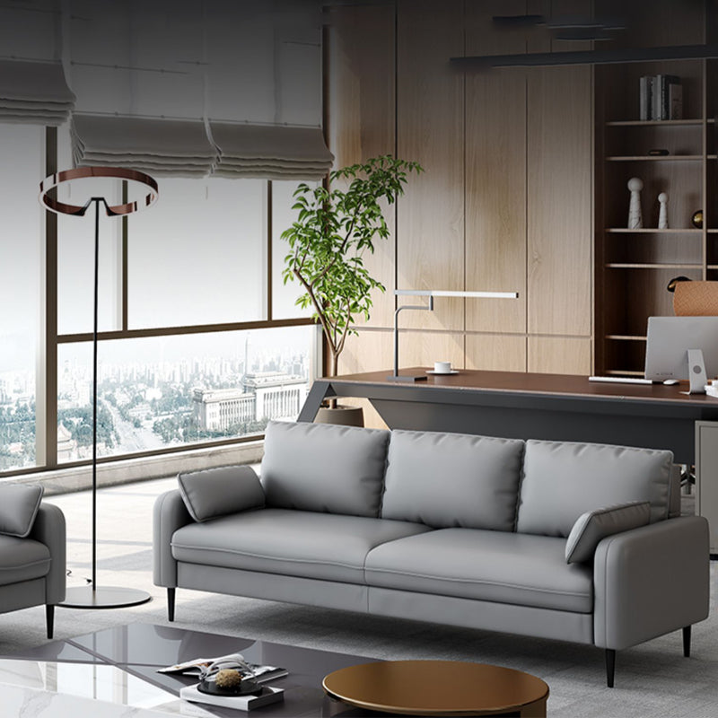 Contemporary Sofa with 3 Pillows Square Arm 3 Seater Seating