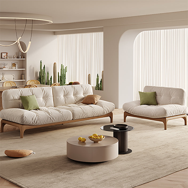 Tropical White Tufted Armless Living Room Faux Leather Seating