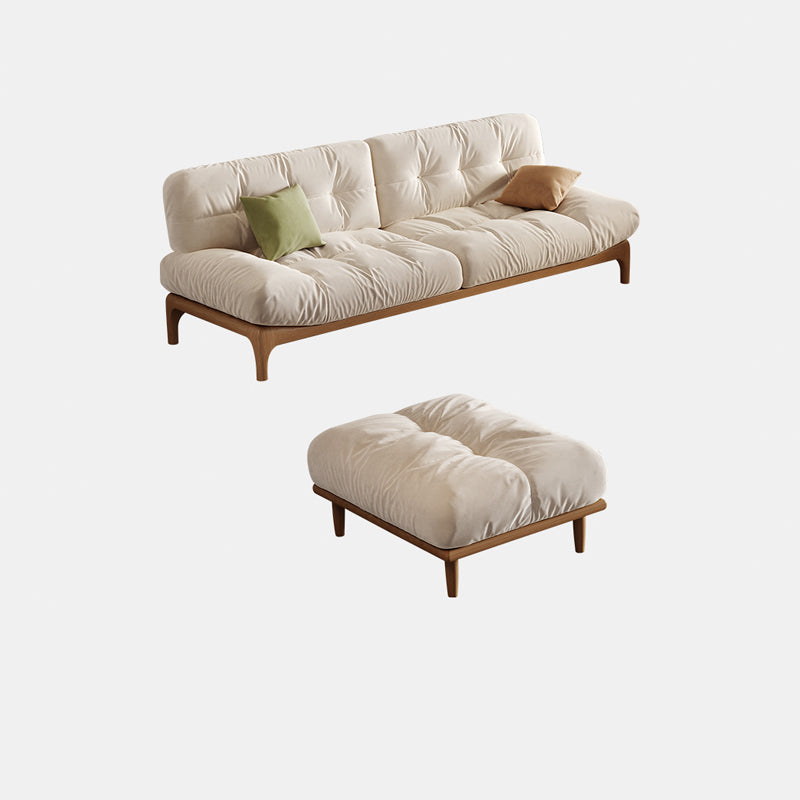 Tropical White Tufted Armless Living Room Faux Leather Seating