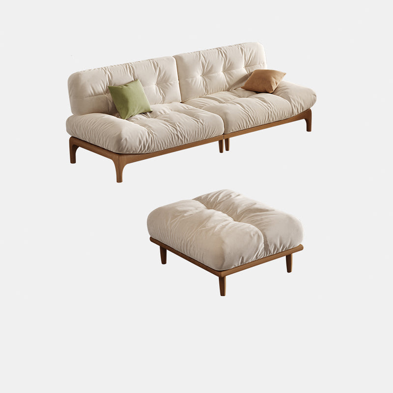 Tropical White Tufted Armless Living Room Faux Leather Seating