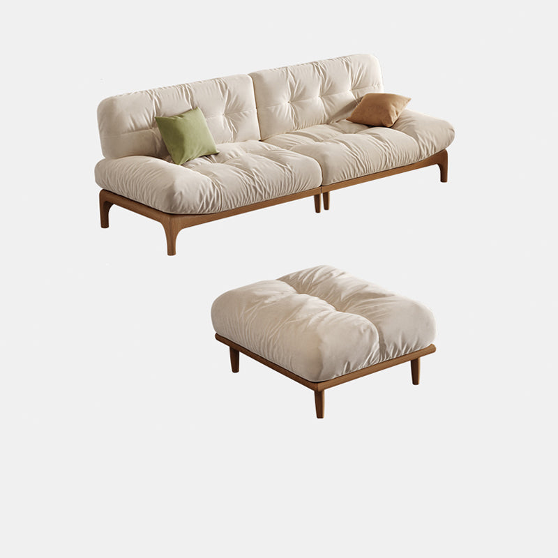 Tropical White Tufted Armless Living Room Faux Leather Seating