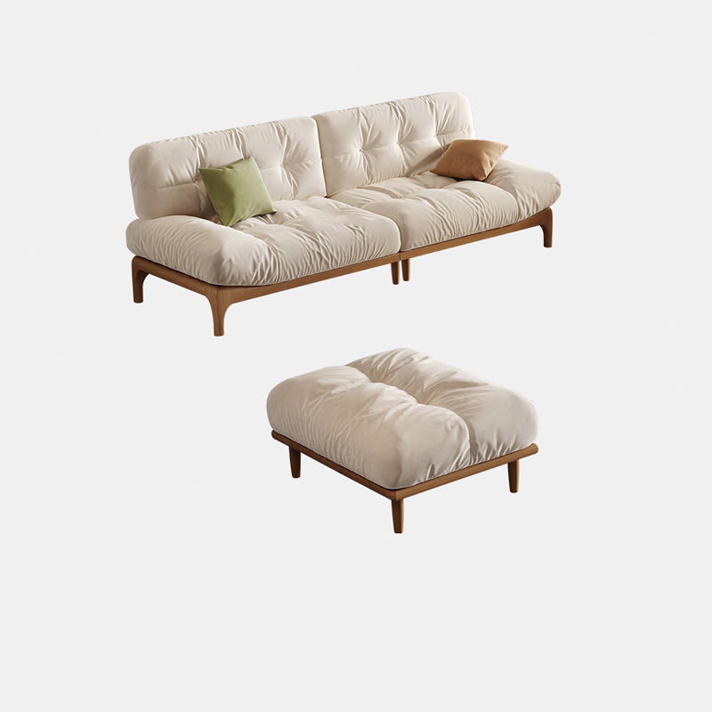 Tropical White Tufted Armless Living Room Faux Leather Seating