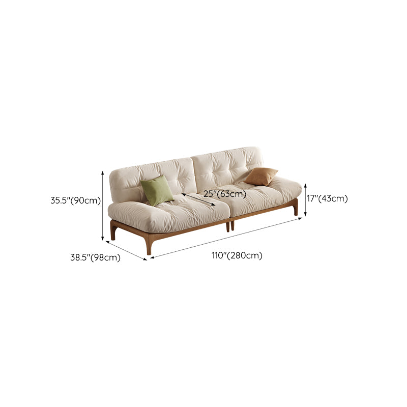 Tropical White Tufted Armless Living Room Faux Leather Seating