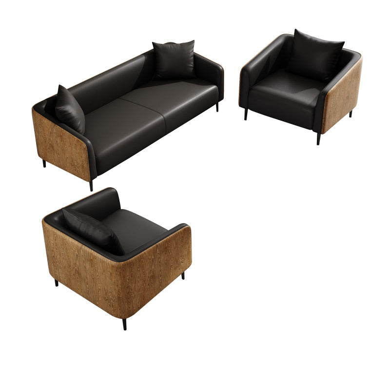 Industrial Cushions Living Room Faux Leather Standard Settee