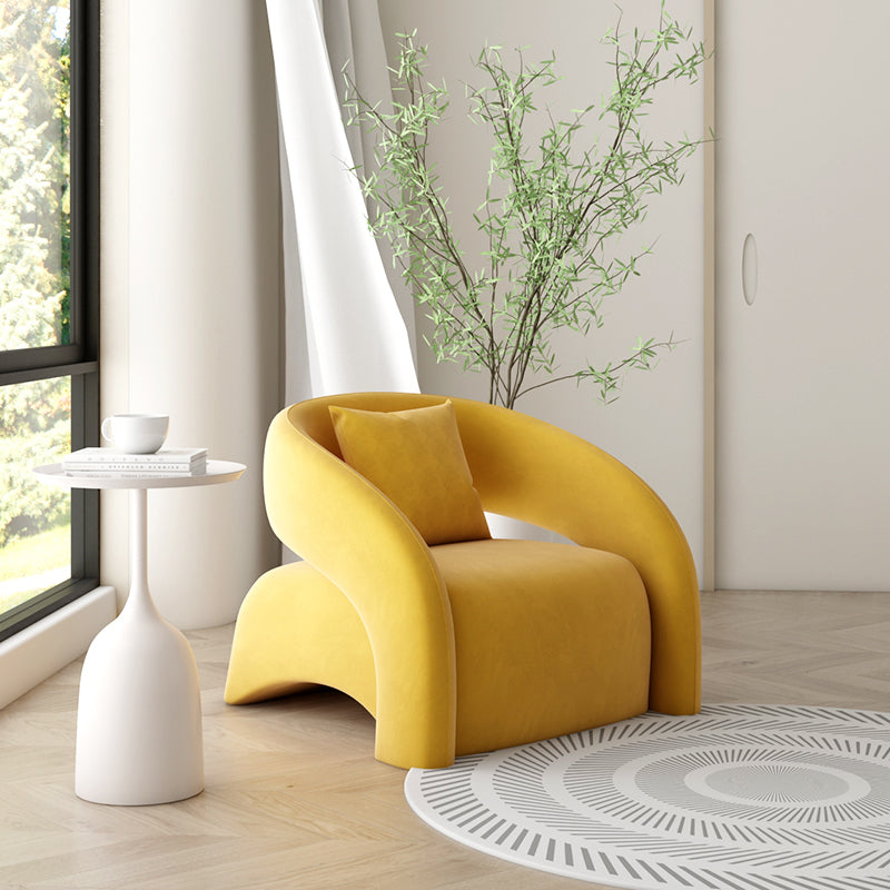 Contemporary Sloped Arms Chair Solid Color Pillow Back Chair