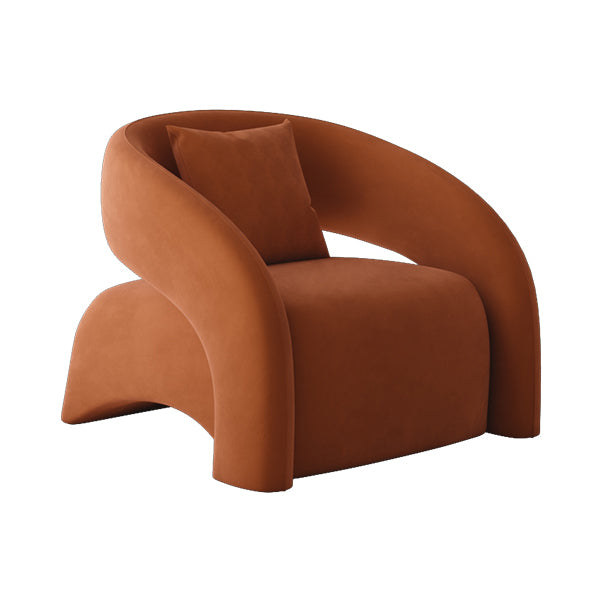 Contemporary Sloped Arms Chair Solid Color Pillow Back Chair