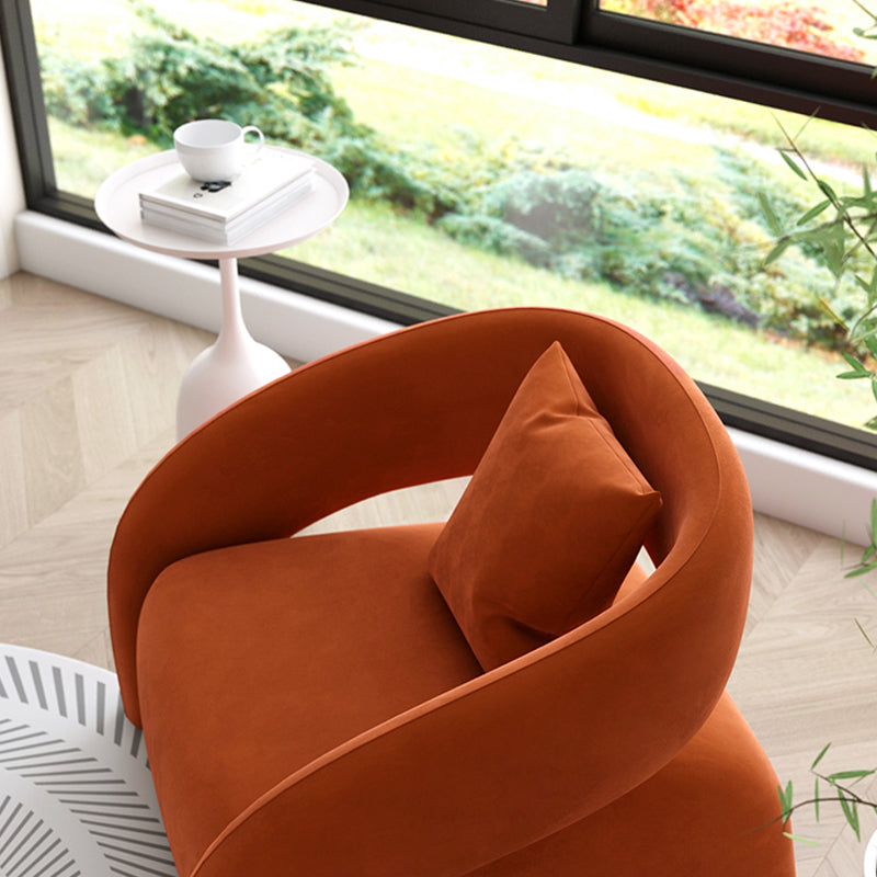Contemporary Sloped Arms Chair Solid Color Pillow Back Chair