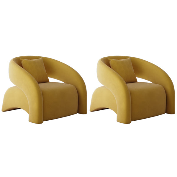 Contemporary Sloped Arms Chair Solid Color Pillow Back Chair