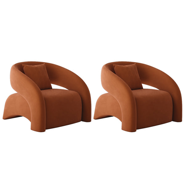 Contemporary Sloped Arms Chair Solid Color Pillow Back Chair