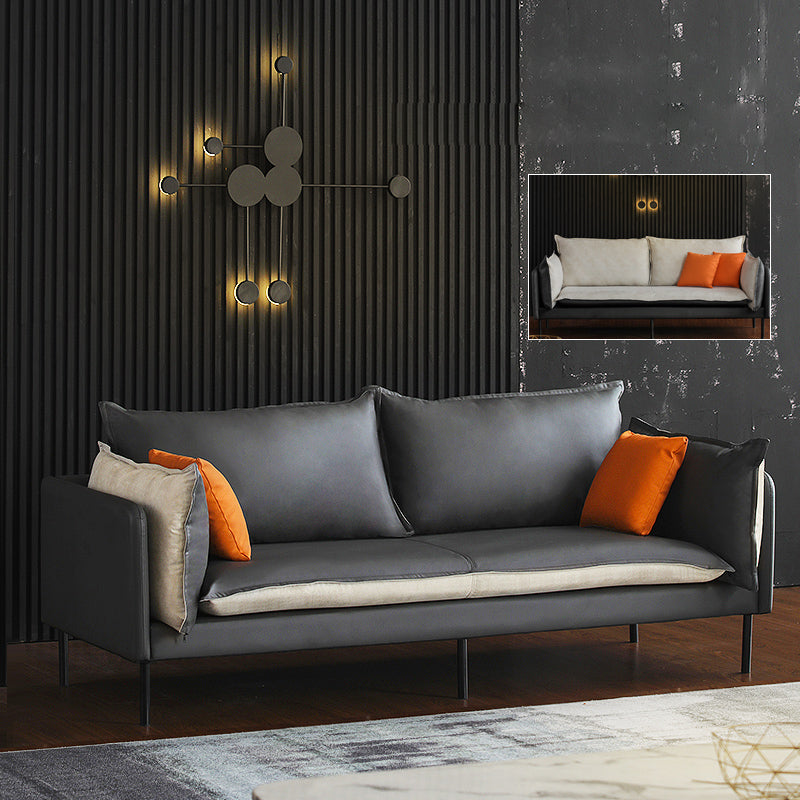 Nordic Style Leather Sofa Square Tufted Sofa for Living Room