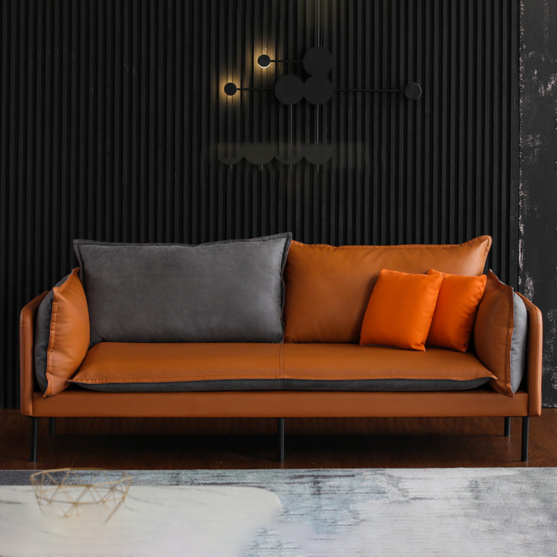 Nordic Style Leather Sofa Square Tufted Sofa for Living Room