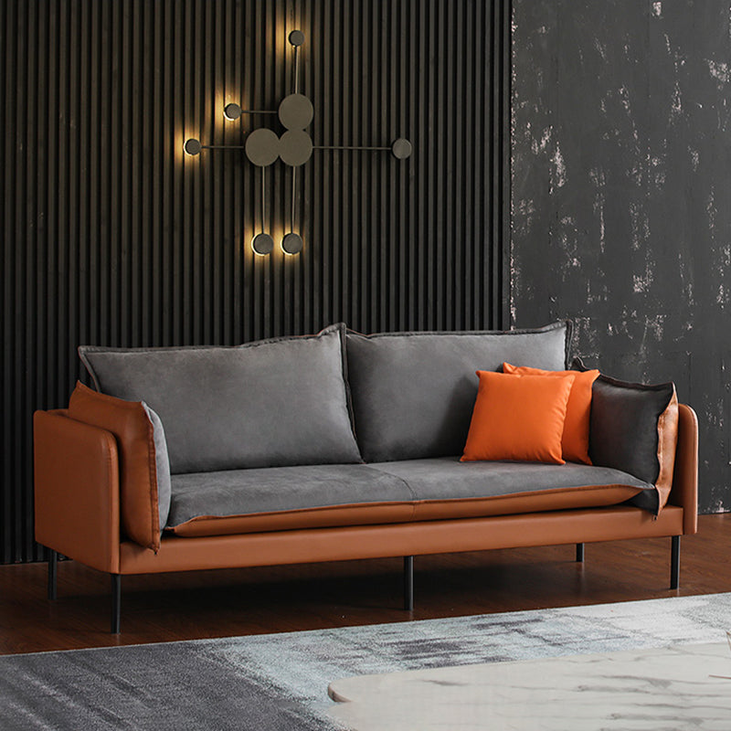 Nordic Style Leather Sofa Square Tufted Sofa for Living Room