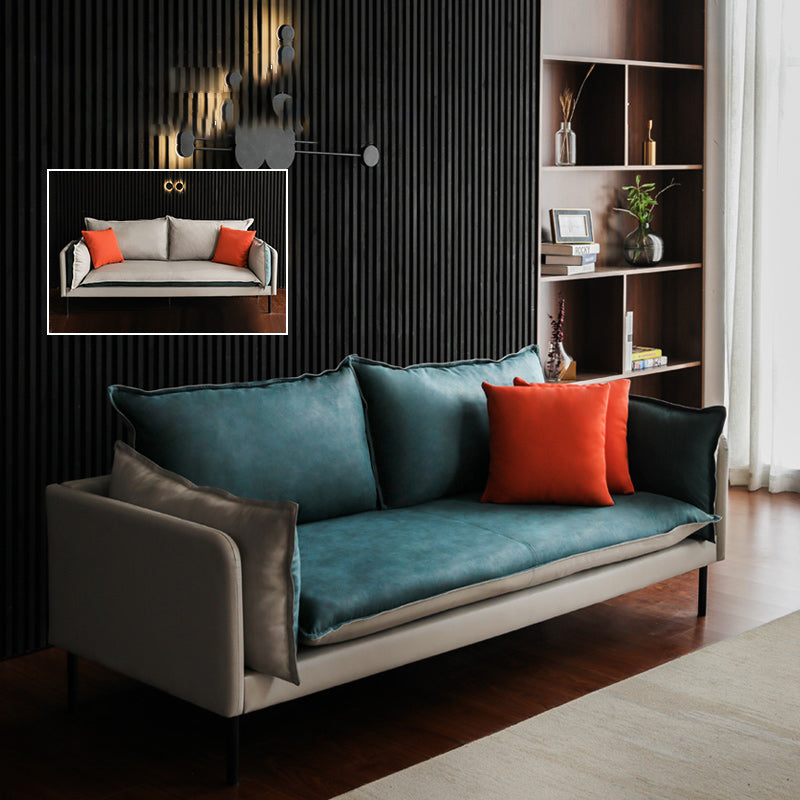 Nordic Style Leather Sofa Square Tufted Sofa for Living Room