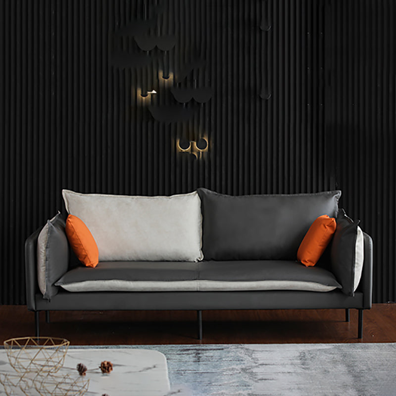 Nordic Style Leather Sofa Square Tufted Sofa for Living Room