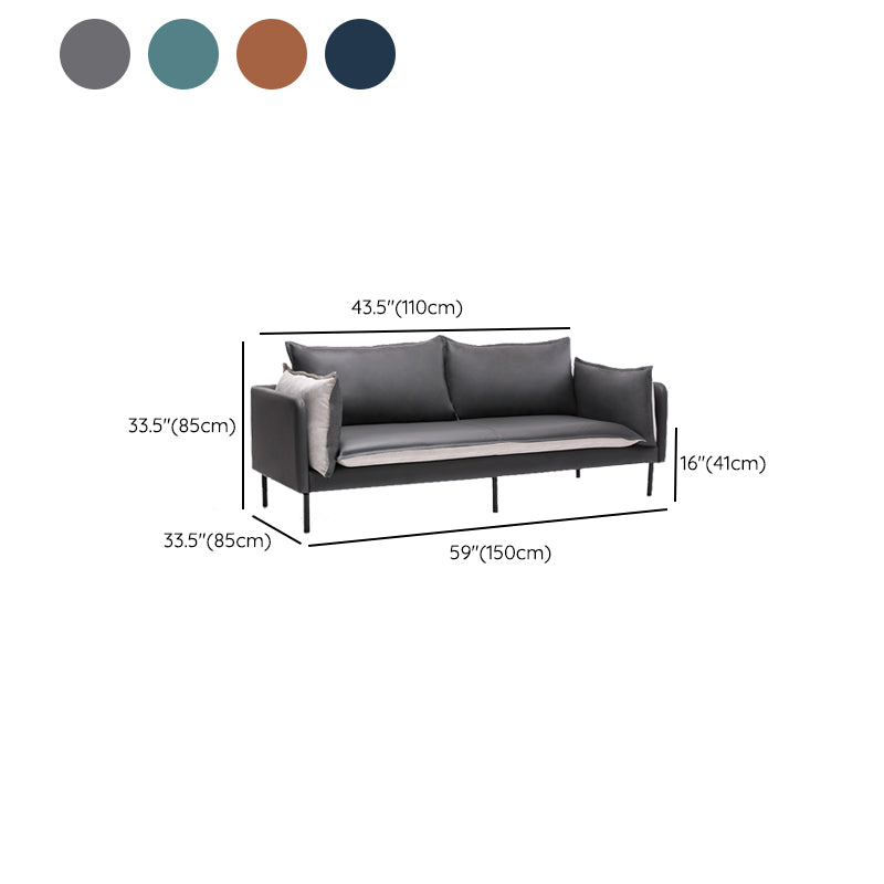 Nordic Style Leather Sofa Square Tufted Sofa for Living Room