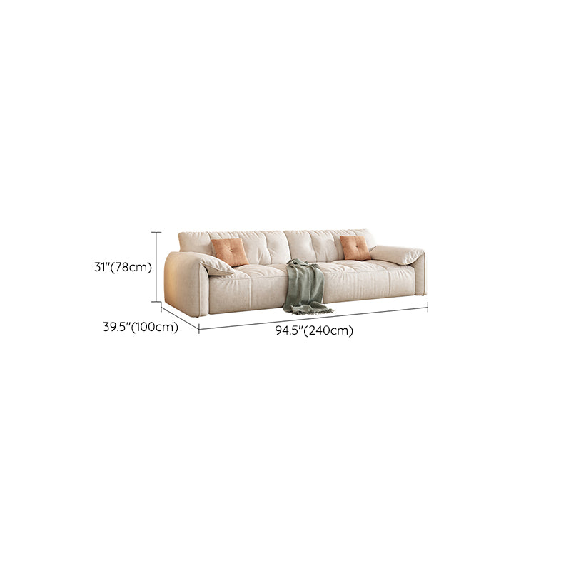 Off-White Fabric Sofa Pillow Top Arm Reclining Loveseat for Bonus Room