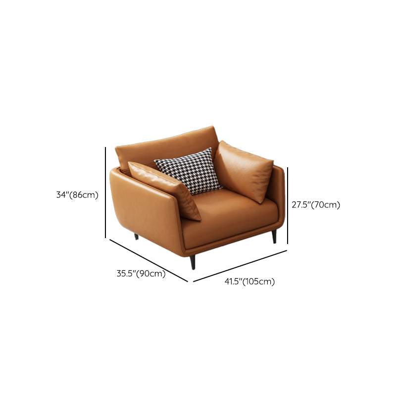 Mid Century Modern Orange Pillows Pillow Top Arm Genuine Leather Seating