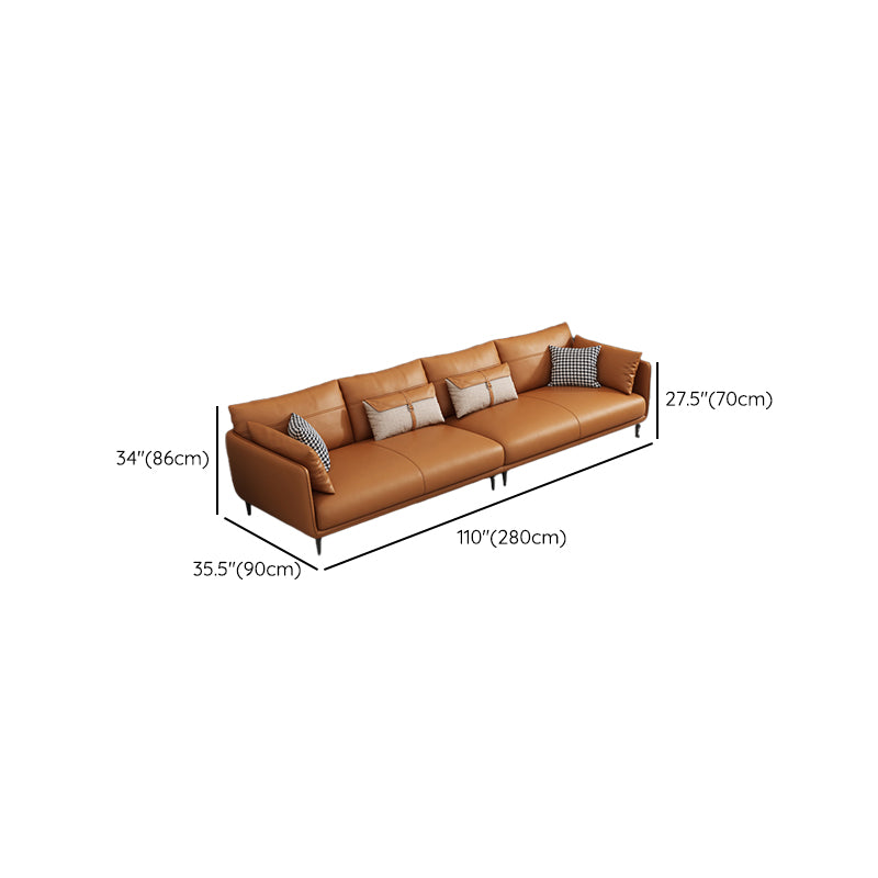 Mid Century Modern Orange Pillows Pillow Top Arm Genuine Leather Seating