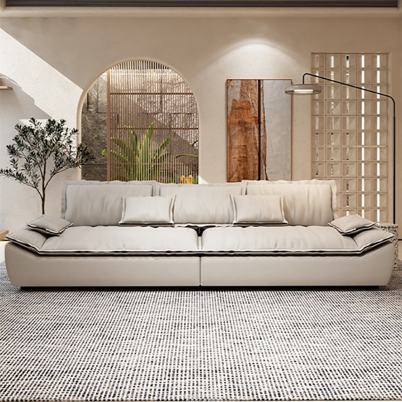 Contemporary Pillow Top Arm Living Room White Pillows Fabric Settee