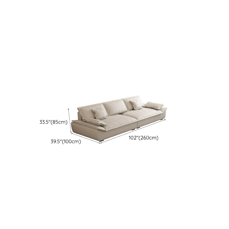 Contemporary Pillow Top Arm Living Room White Pillows Fabric Settee