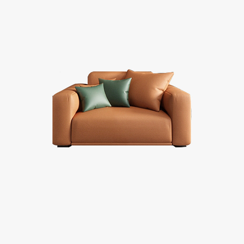 Contemporary Loose Back Seating Pillow Top Arm Beige Sofa for Apartment