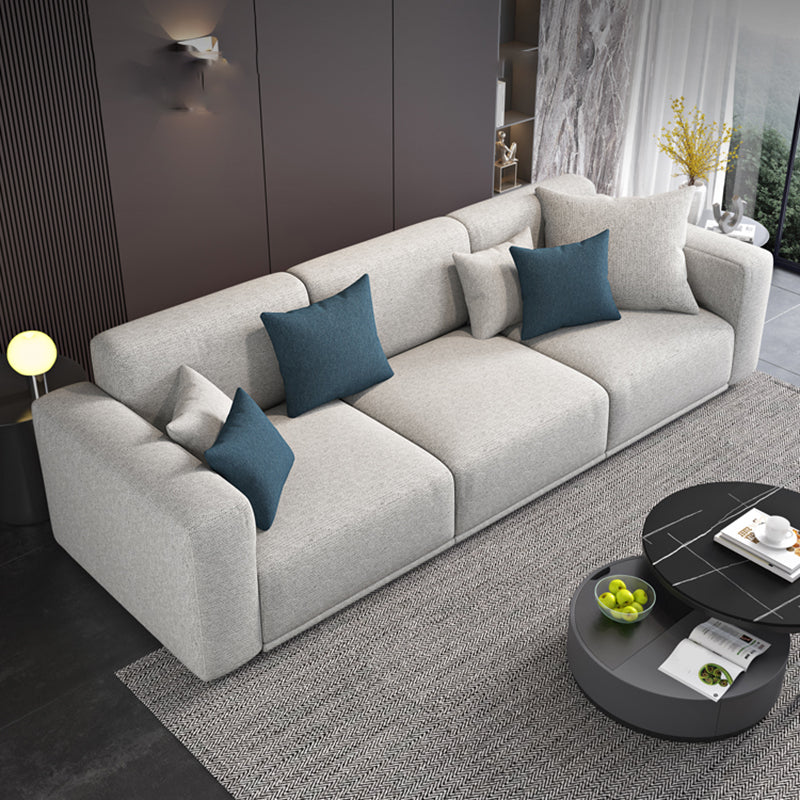 Contemporary Loose Back Seating Pillow Top Arm Beige Sofa for Apartment