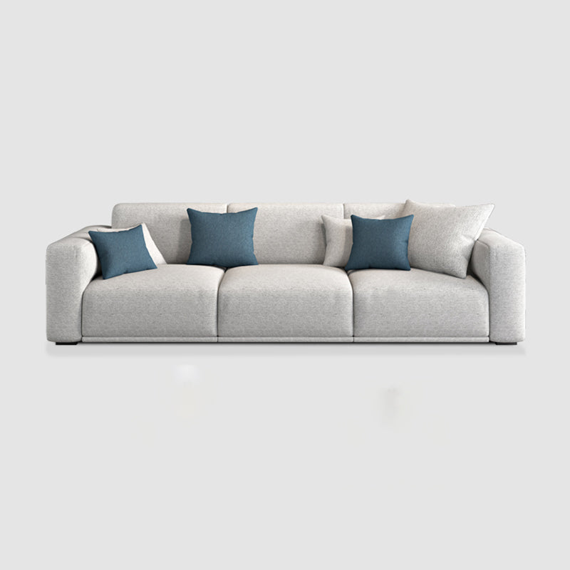 Contemporary Loose Back Seating Pillow Top Arm Beige Sofa for Apartment