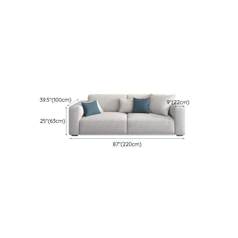 Contemporary Loose Back Seating Pillow Top Arm Beige Sofa for Apartment
