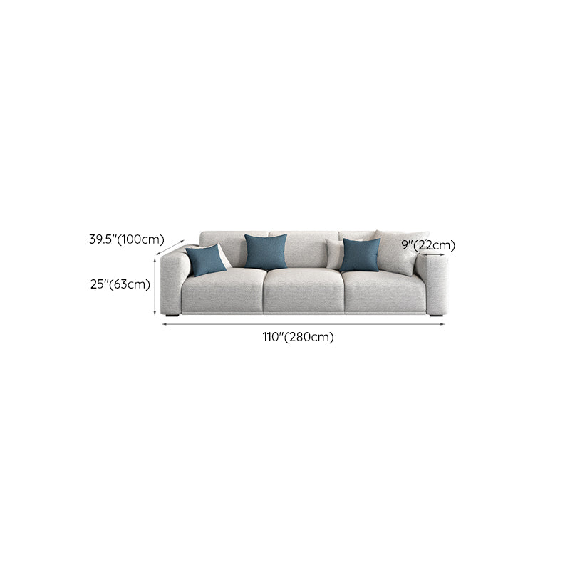 Contemporary Loose Back Seating Pillow Top Arm Beige Sofa for Apartment