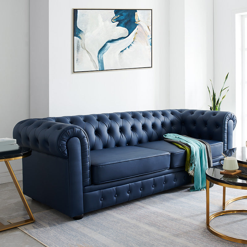 Mid-Century Modern Living Room Tufted Rolled Arm Standard Seating