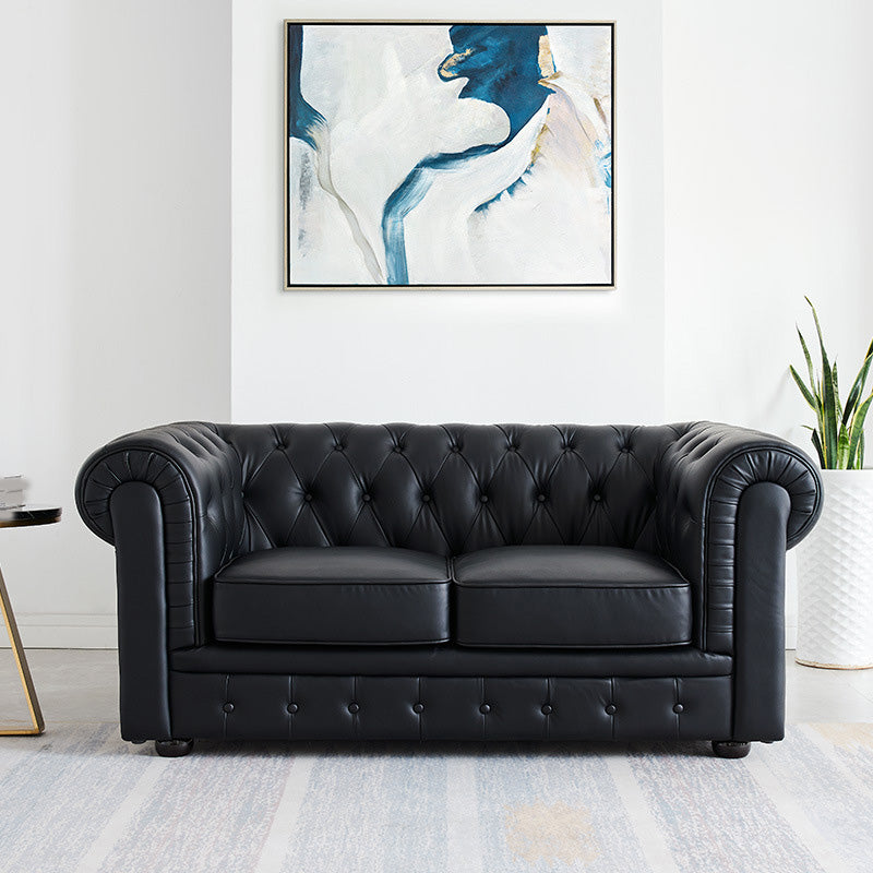 Mid-Century Modern Living Room Tufted Rolled Arm Standard Seating