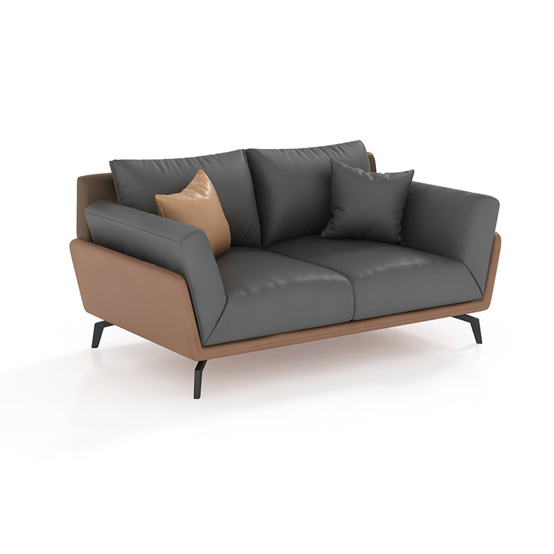 Black Faux Leather Flared Arm Chesterfield Sofa Industrial Style Seating