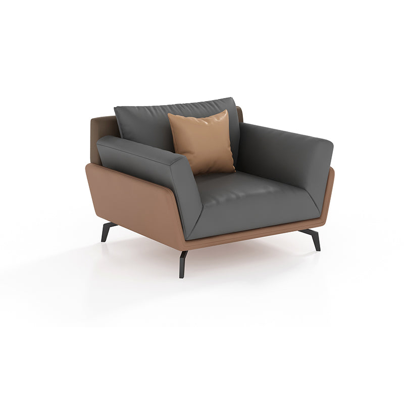 Black Faux Leather Flared Arm Chesterfield Sofa Industrial Style Seating
