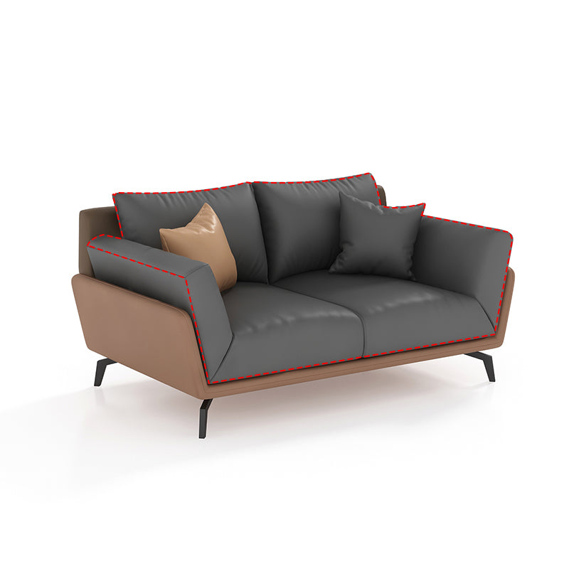 Black Faux Leather Flared Arm Chesterfield Sofa Industrial Style Seating