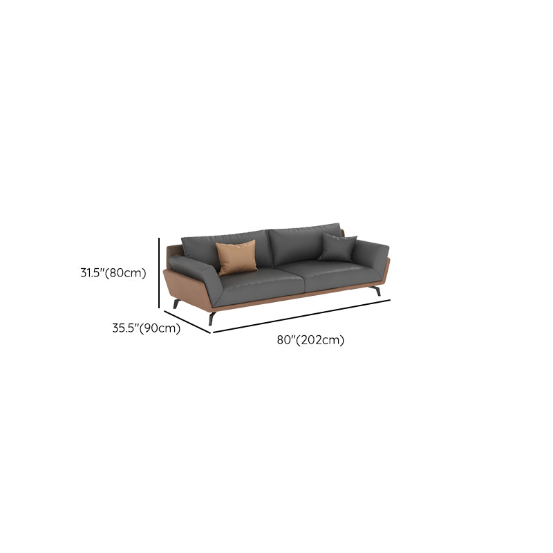 Black Faux Leather Flared Arm Chesterfield Sofa Industrial Style Seating