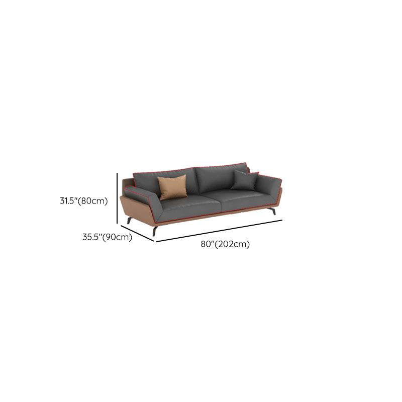 Black Faux Leather Flared Arm Chesterfield Sofa Industrial Style Seating