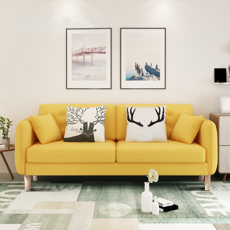 Linen Chesterfield Sofa Living Room Loose Back with 4 Legs Seating