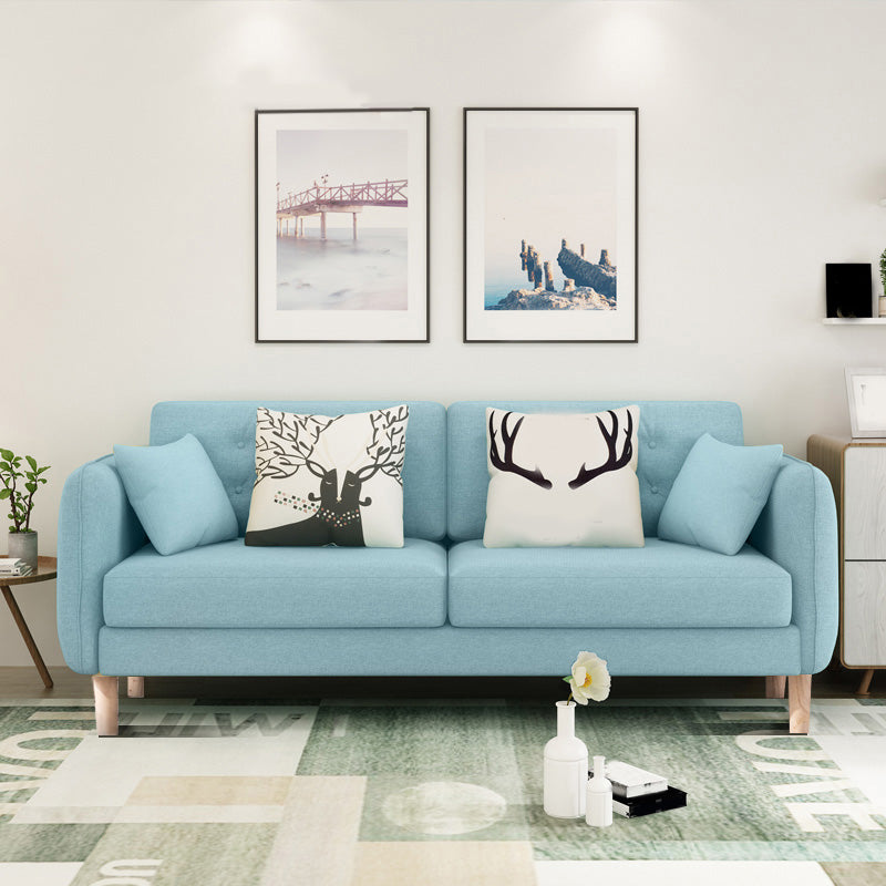 Linen Chesterfield Sofa Living Room Loose Back with 4 Legs Seating