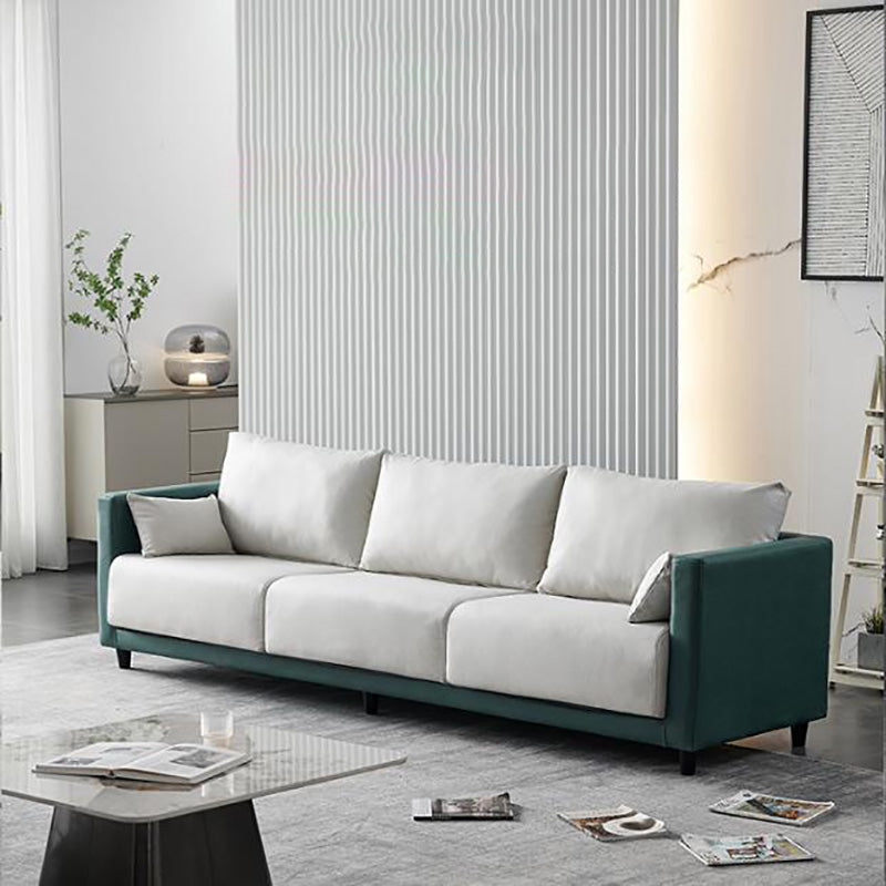 Mid-Century Modern Faux Leather Loose Back Seating Hair Pin Legs Sofa for Living Room