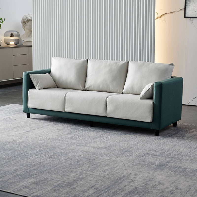 Mid-Century Modern Faux Leather Loose Back Seating Hair Pin Legs Sofa for Living Room