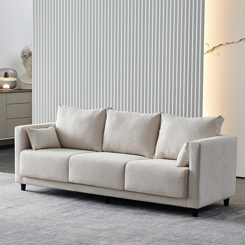 Mid-Century Modern Faux Leather Loose Back Seating Hair Pin Legs Sofa for Living Room