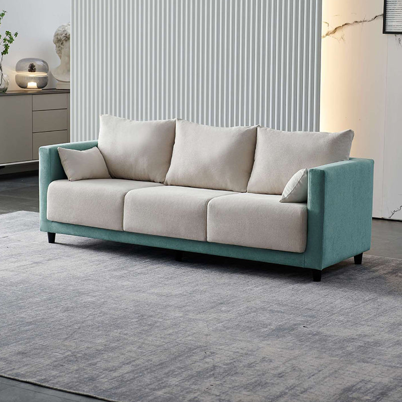 Mid-Century Modern Faux Leather Loose Back Seating Hair Pin Legs Sofa for Living Room
