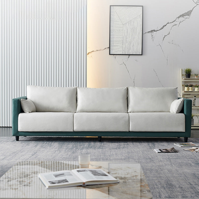 Mid-Century Modern Faux Leather Loose Back Seating Hair Pin Legs Sofa for Living Room