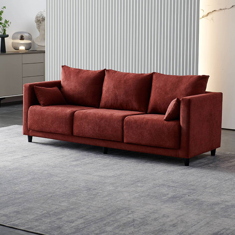 Mid-Century Modern Faux Leather Loose Back Seating Hair Pin Legs Sofa for Living Room