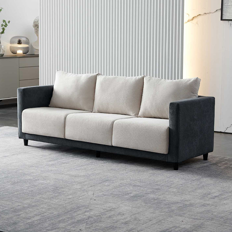 Mid-Century Modern Faux Leather Loose Back Seating Hair Pin Legs Sofa for Living Room