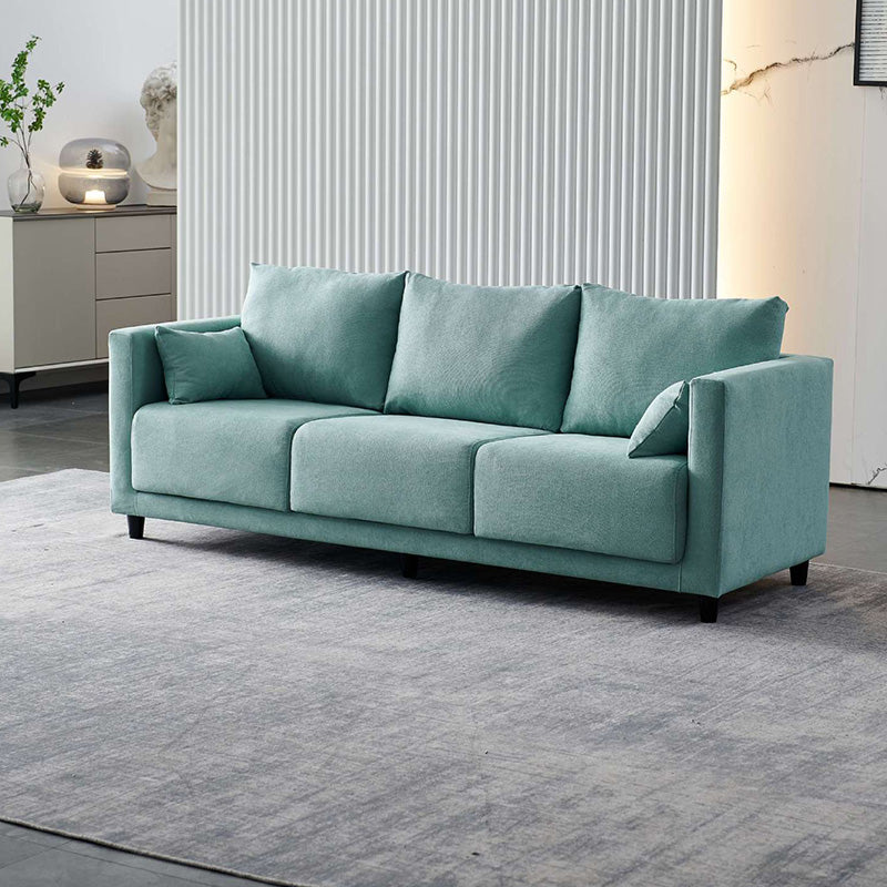 Mid-Century Modern Faux Leather Loose Back Seating Hair Pin Legs Sofa for Living Room