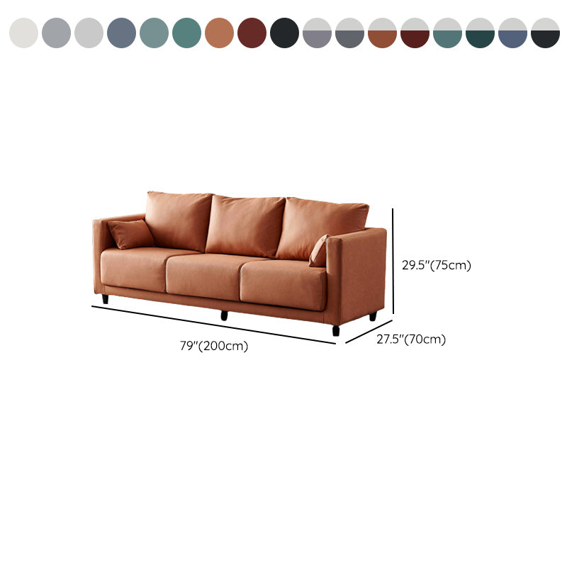 Mid-Century Modern Faux Leather Loose Back Seating Hair Pin Legs Sofa for Living Room